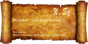 Nieder Szilveszter névjegykártya